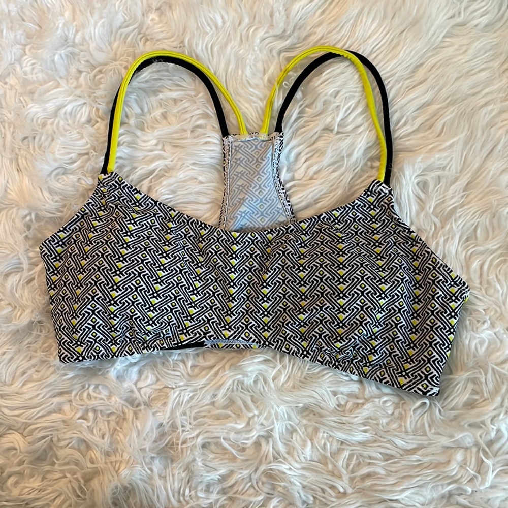 Hula Honey Juniors Large Black & Yellow Bikini Top